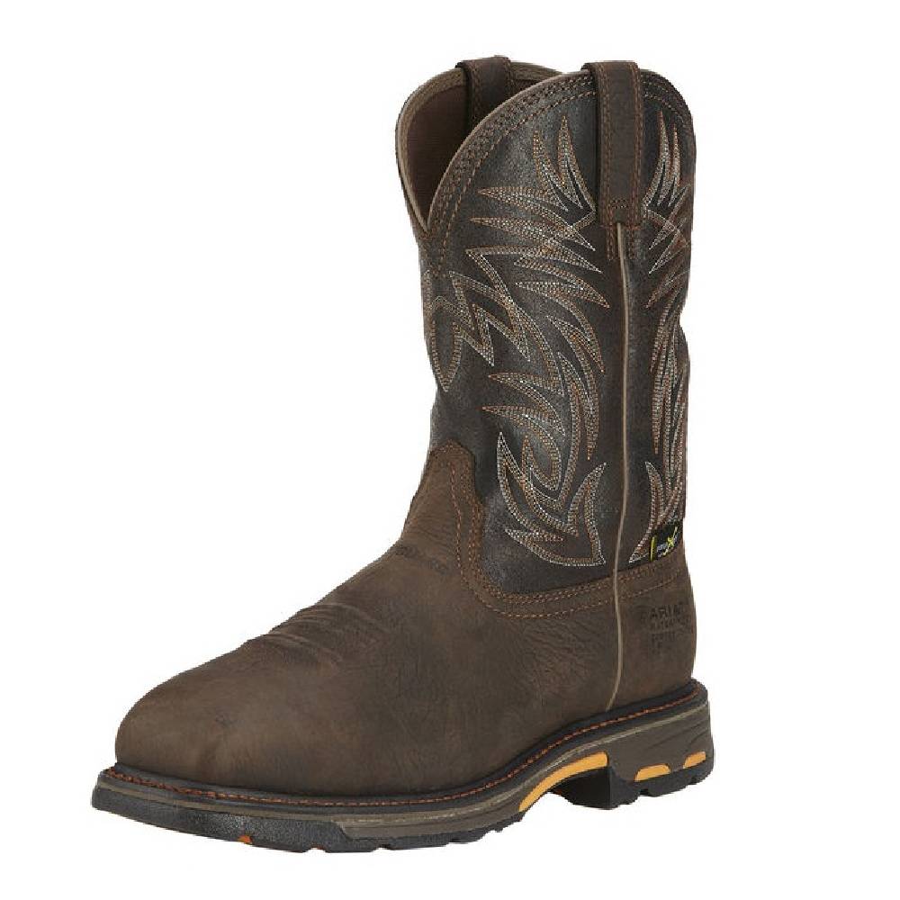 Men's Ariat Workhog Wide Square Toe Met Guard H2O Bruin Brown Composite