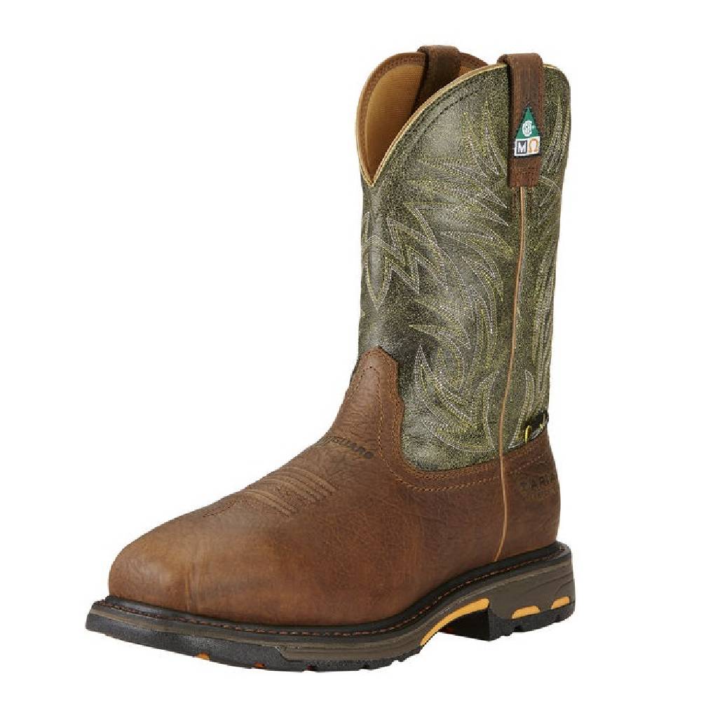 Men's Ariat Workhog Wide Square Toe Met Guard CSA Ridge Brown Composite