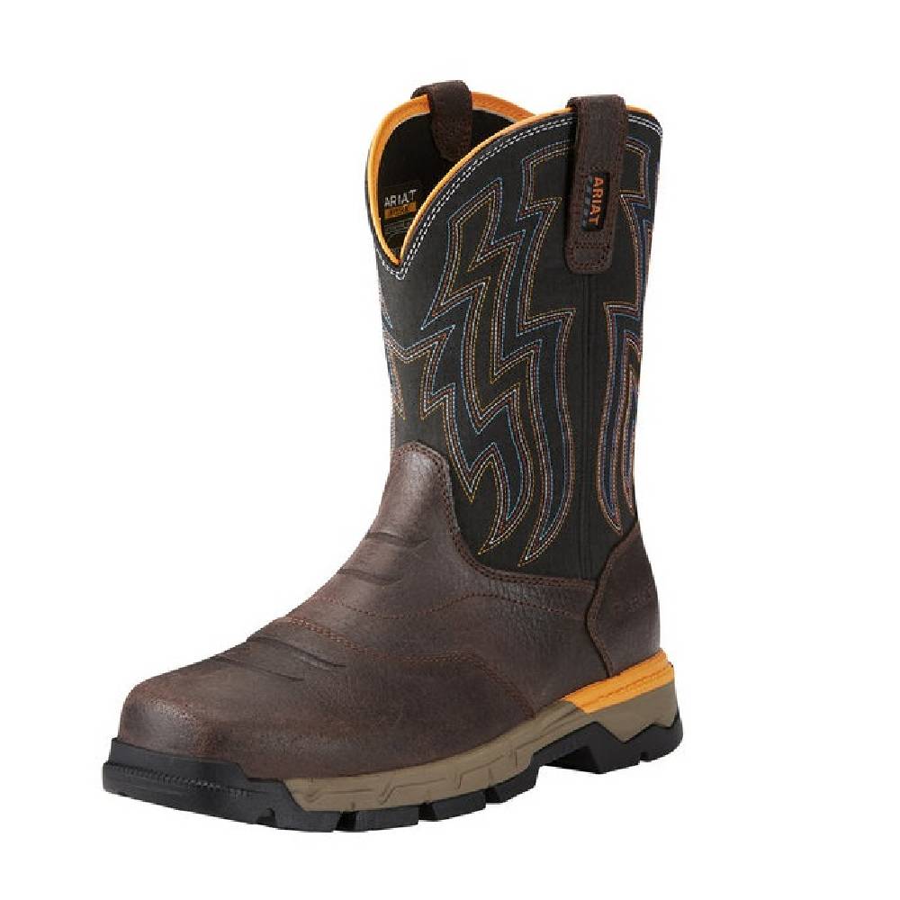 Men's Ariat Rebar Flex Western Chocolate Brown Composite Safety Toe