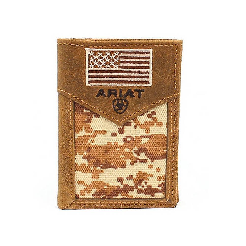 Ariat Camo Flag Trifold Wallet