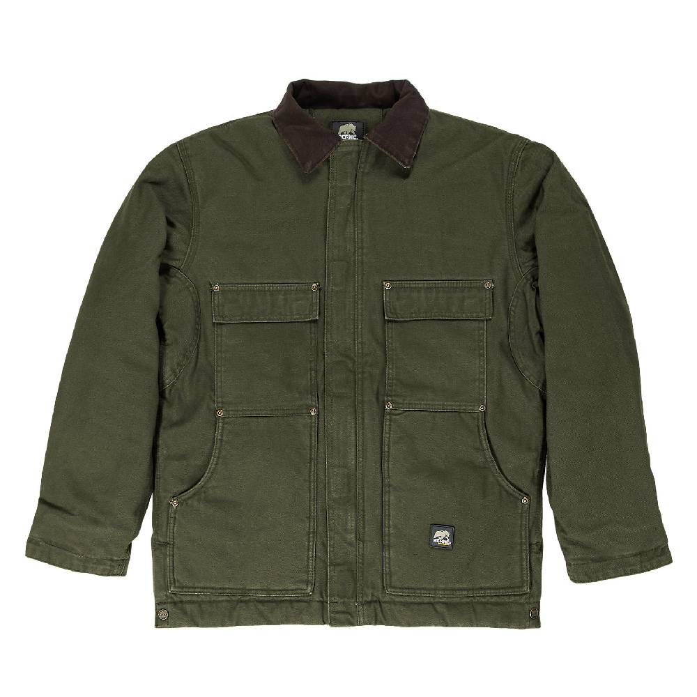 Men's Berne Original Washed Chore Coat Olive Duck