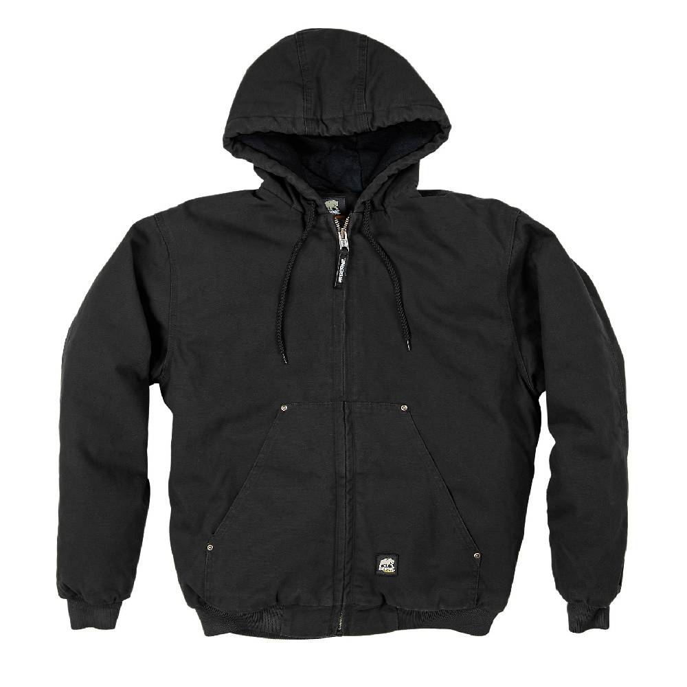 Men's Berne Original Washed Hooded Jackets Black