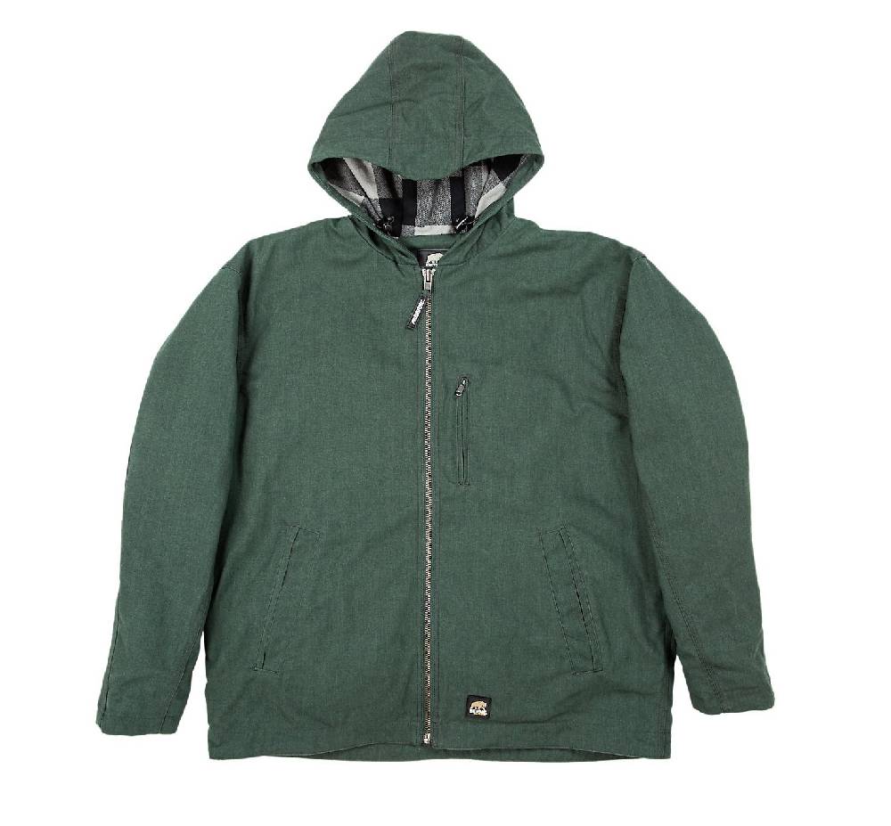 Men's Berne Quarry Flannel Lined Hooded Coat Forest Green