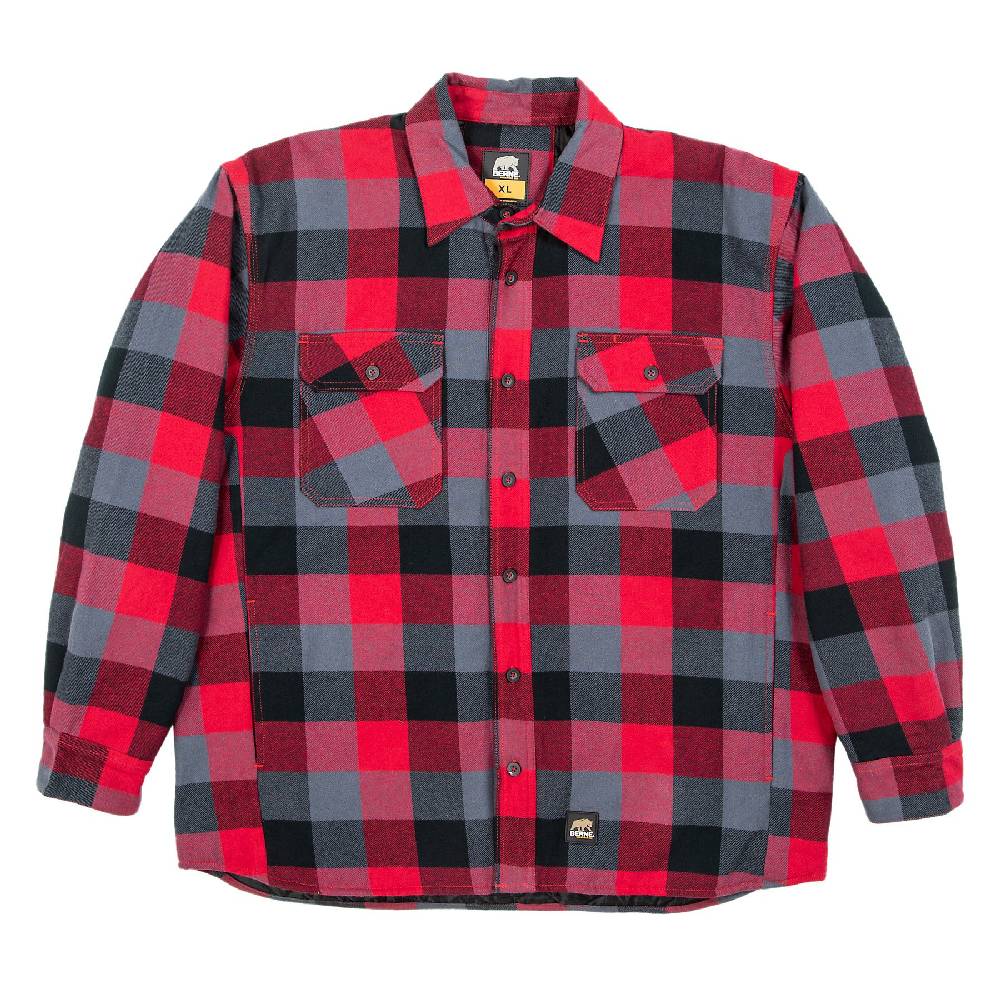 Men's Berne Timber Flannel Shirt Jacket Red Plaid