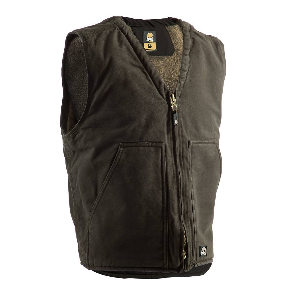 Men's Berne Washed V-Neck Vests Bark