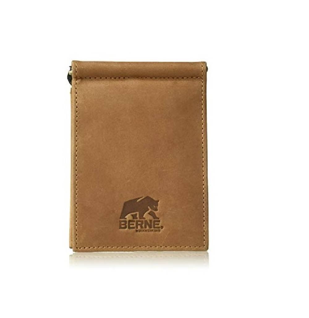 Men's Berne Trifold Front Clip Tan Wallet