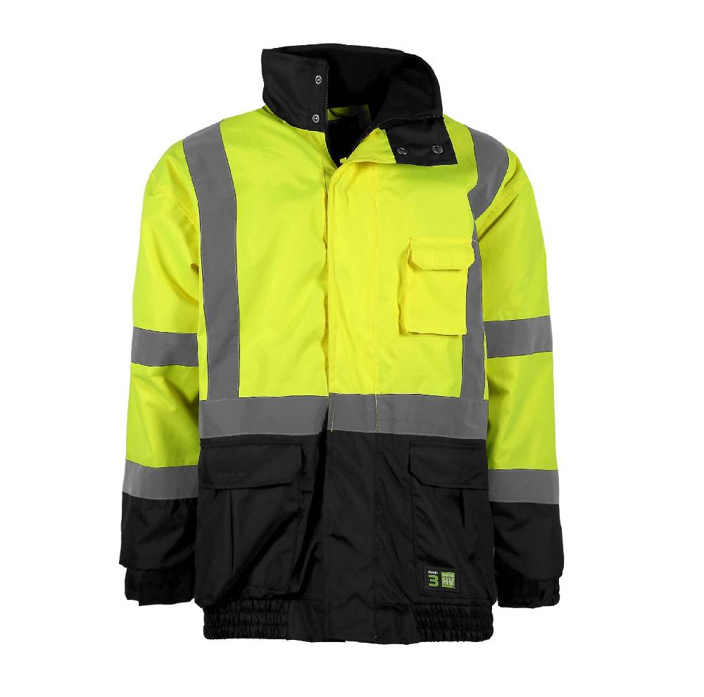 Men's Berne Hi-Visibility Waterproof Jacket Yellow