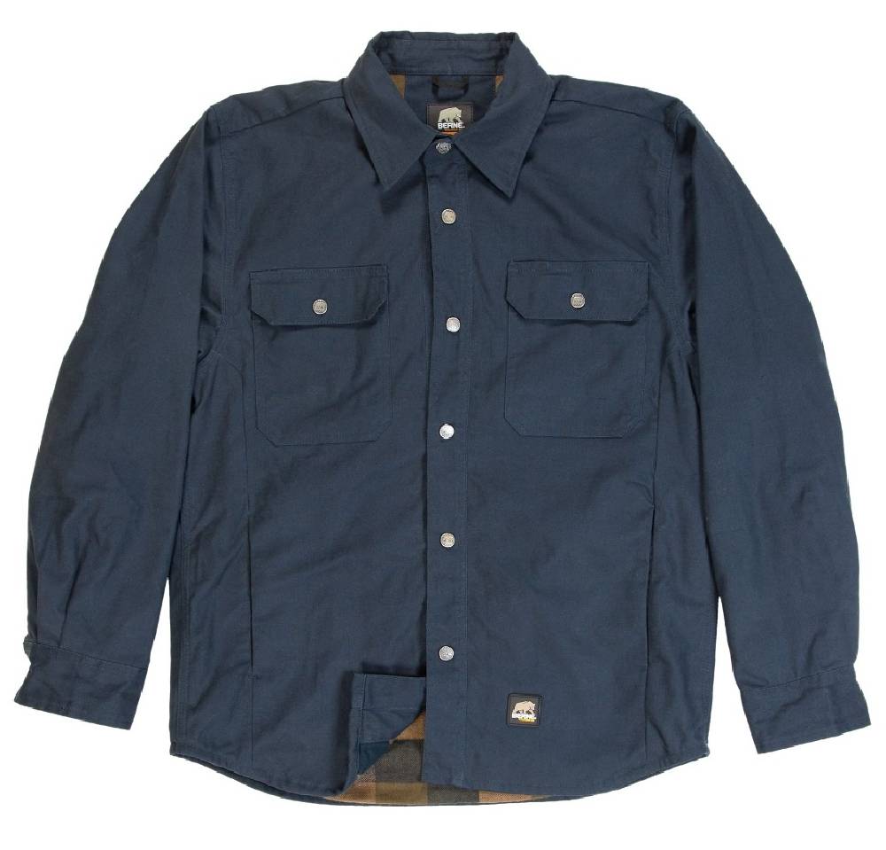 Men's Berne Caster Flannel Lined Shirt Jacket Navy