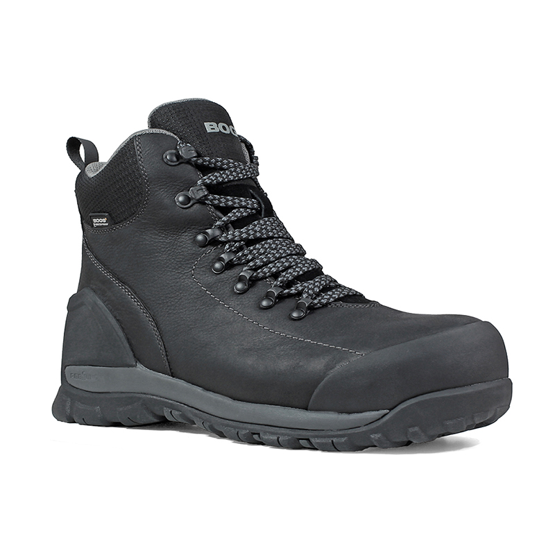 Men's Bogs Foundation Leather Mid Waterproof Composite Safety-Toe Black