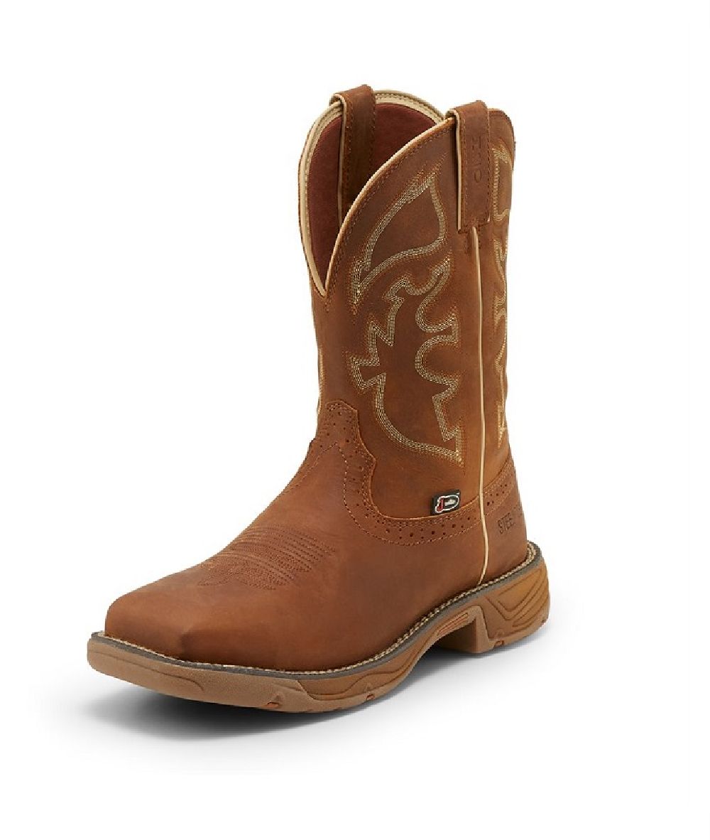 Men's Justin Rustic Tan Waterproof Steel Toe Boot