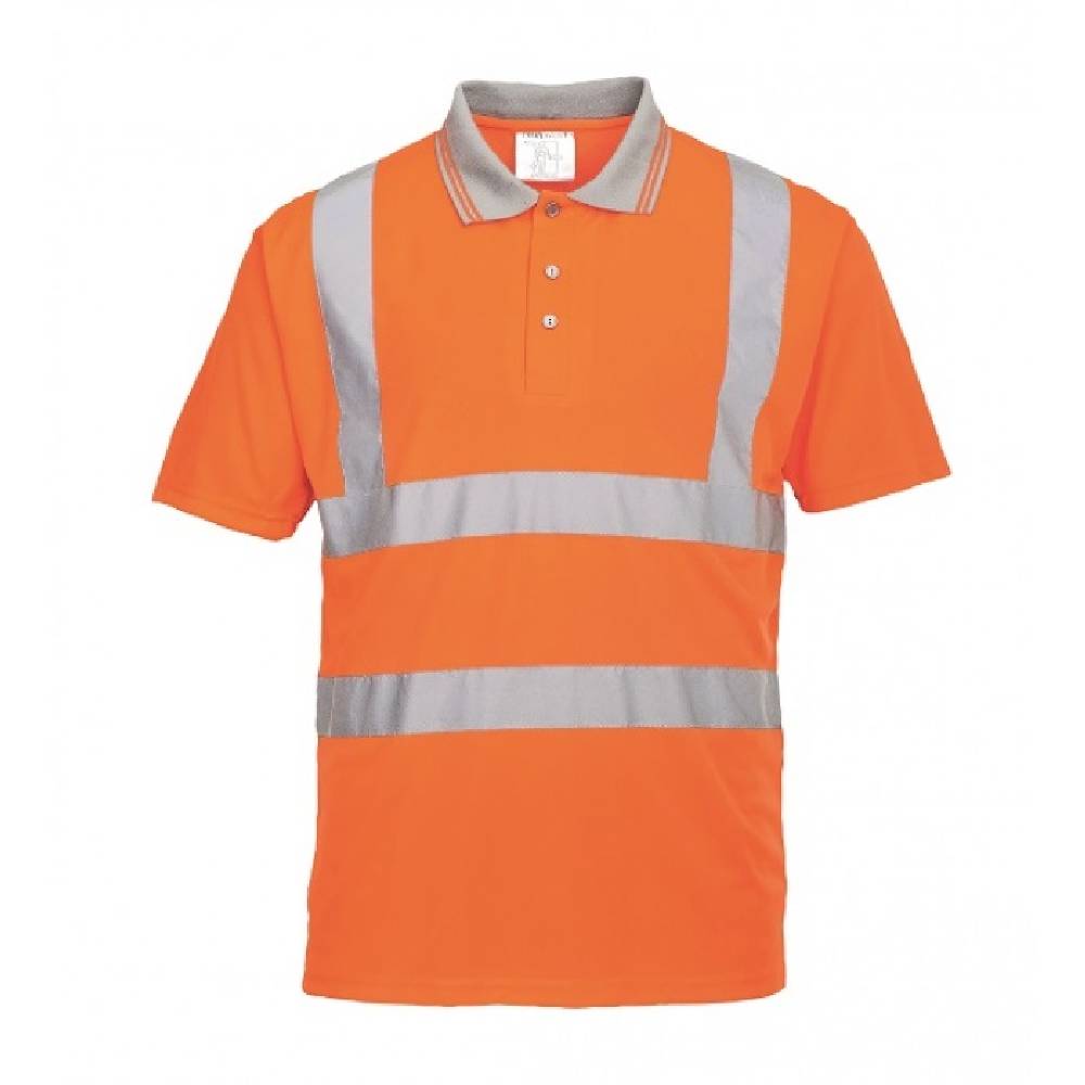 Men's Portwest Hi-Vis Short Sleeved Polo Safety Orange