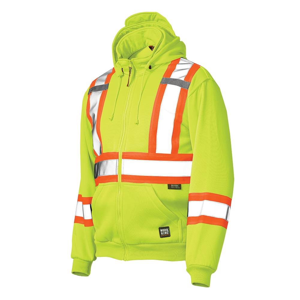 Men's Tough Duck Zip Front Fleece Hoodie High Visibility