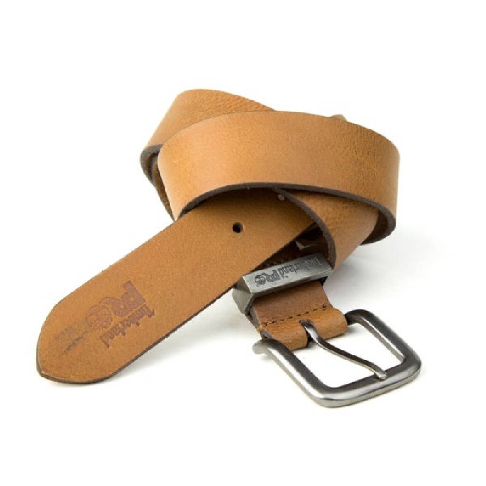 Timberland Pro Logo Stitch Pull-Up Leather Belt Wheat