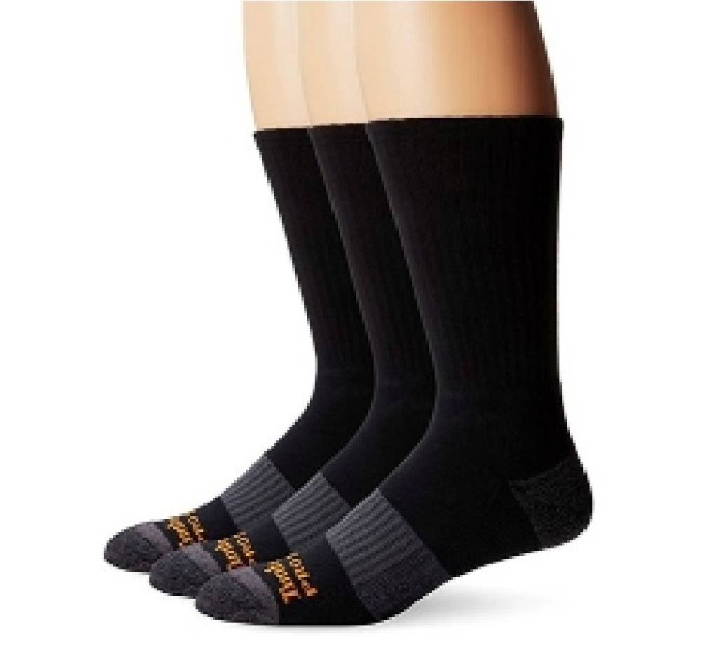 Timberland Pro Padded Footbed Crew Sock 3 Pack Black