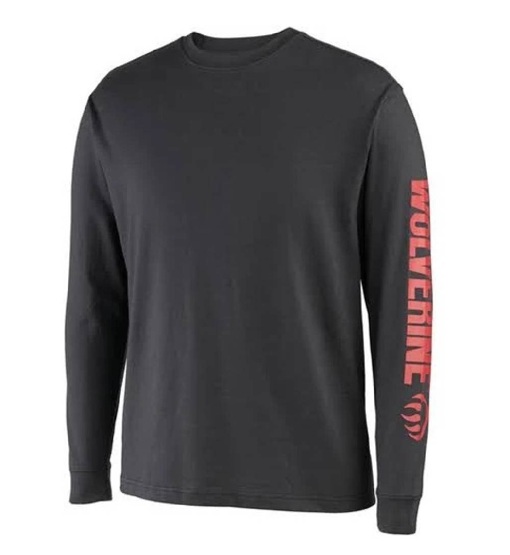 Men's Wolverine Long-Sleeve Graphic Solid-Sleeve Logo T-Shirt