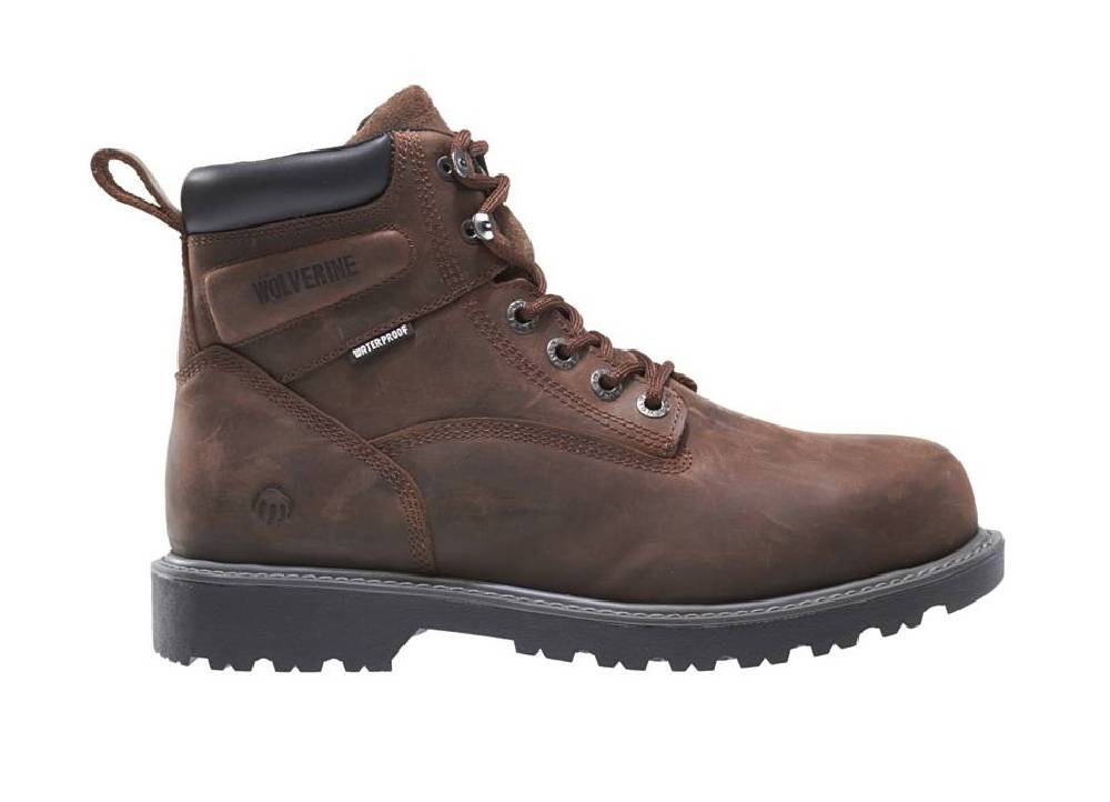 Men's Wolverine Floorhand Dark Brown 6" Steel-Toe Waterproof